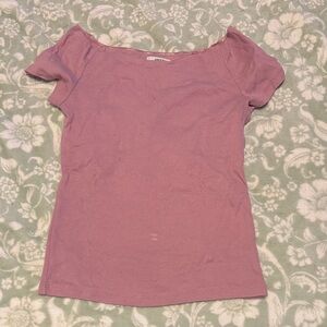 Aritzia HomeStretch Pink Off-Shoulder Top